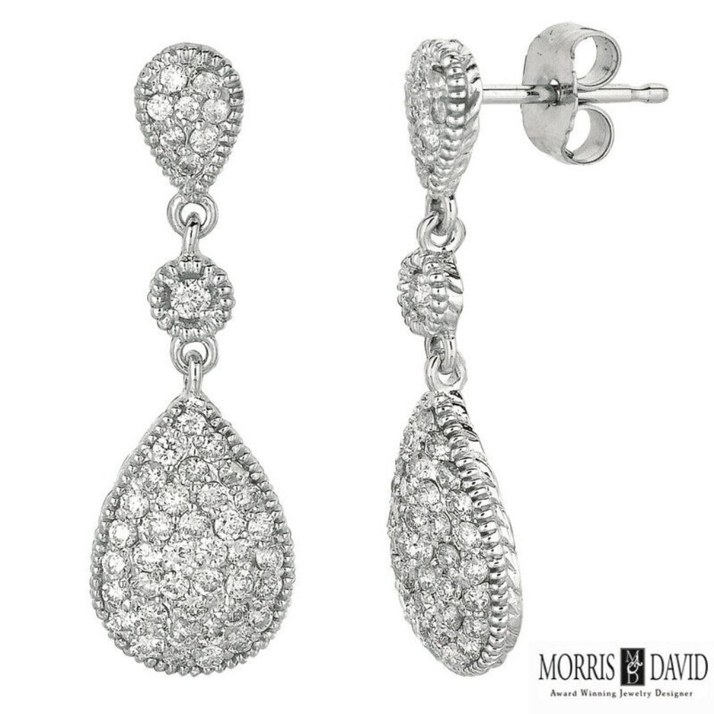 0.65 Carat Natural Diamond Pear Drop Earrings